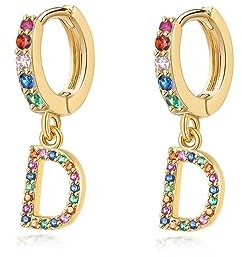 Silber Ohrringe für damen 925 mit Initialen Anhänger gefüllt. Creolen aus Silber 925 für Damen oder 18K Gold, ideal als Geschenk zum Muttertag... Ohrringe mädchen. Schmuck damen (Vergoldung, V)