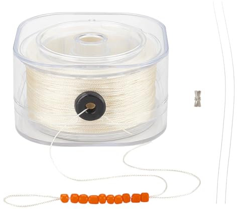 PH PandaHall 150 m 0,4 mm Cordón de Pulsera,Hilo de Perlas,Hilo de Cuentas,cordón de Costura con Alambre y Estuche Organizador para Coser Cuero,Joyas de Perlas,Pulseras,Beige,OCOR-WH0067-88C-01-EU24