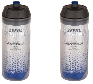 ZEFAL Set Arctica 55 Fahrrad Trinkflasche isoliert, 550ml, geruchsneutrale, wasserdichte Thermo Sportflasche, BPA-frei, Silber/Blau, 2 Stück