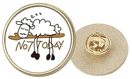 Broche ronde en métal doré avec branches de mouton, M, Métal