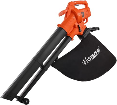 Hoteche - 3 in 1 3000 Watt Hochgeschwindigkeitsbläser mit Häcksler und Sammelsack 35 Liter für Terrassen, Rasen, Einfahrten