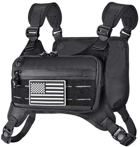 MOZETO Running Vest for Men with Reflective Back, Water Resistant Running Chest Pack For Workouts, Sports Phone Holder With Extra Storage, Lightweight Chest Bag