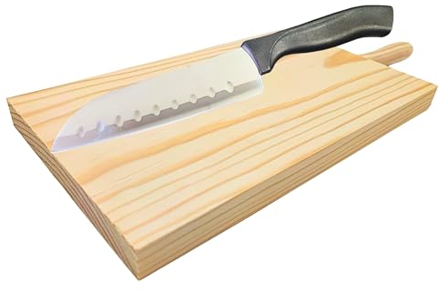 Schneidebrett + Cuchiilo, Schneidebrett aus Naturholz + Kochmesser, Küchenbrett, kein Herausfallen der Messer, Messer für Zuhause oder Profi, für Fleisch, Fisch, Gemüse.