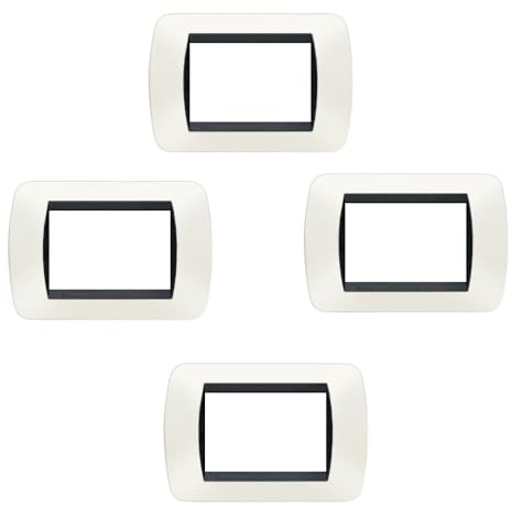 Placca Living Light International Bticino 3 Posti Tecnopolimero L4803 per Interruttori Prese e Pulsanti (4, Bianco L4803PB)