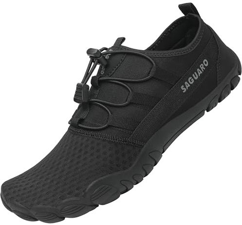 SAGUARO Unisex Strandschuhe Schnell Trocknend rutschfest Frauen Wasserschuhe Dicker Sohle Atmungsaktive Schwimmschuhe für Männer Water Shoes, Wasser Schwarz 43