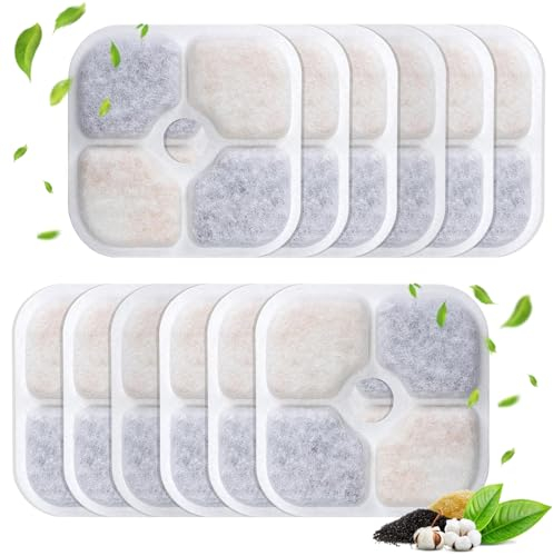 TQPXZO 16 Stück Trinkbrunnen für Katze Ersatzfilter, Harz aktivierte Kohlenstoff DREI Layer Filtrationssystem, Katzenbrunnen Filter für Trinkbrunnen
