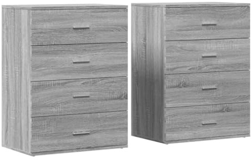 vidaXL Sideboards 2 STK., Sideboard mit Stauraum, Kommode für Küche Wohnzimmer Büro, Anrichte Beistellschrank, Modern, Grau Sonoma Holzwerkstoff