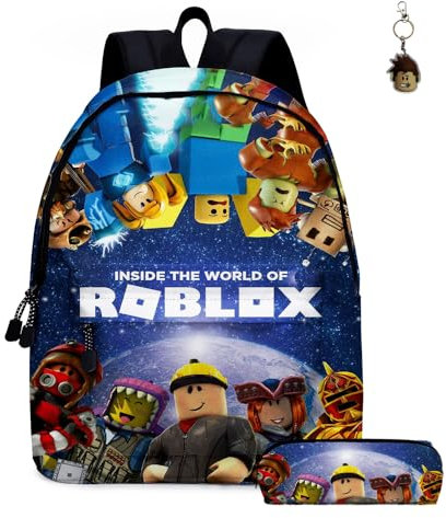 GDFENDU Lot de 2 sacs à dos de jeu d'anime avec porte-clés, 40,6 cm mignon imprimé 3D cartable grande capacité pour garçon et fille, b, 16in