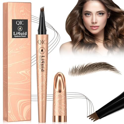 ELF-GRETTER Lapiz Cejas Microblading, 3D Lápiz de Cejas Waterproof, Eyebrow Pencil con 4 Puntas de Tenedor, Lápiz de Cejas Mágico Crea Fácilmente Cejas Naturale