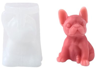 Meiliyizu Moule en silicone en forme de chien, moules à bougies en silicone en résine époxy pour bougies, savon, plâtre, décorations en silicone, bouledogue