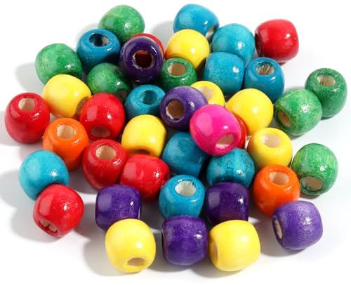HERZONE ca.400pcs Holzperlen in bunt 12mm Natürliche Holz Perlen zum Auffädeln für DIY Schmuck Herstellung (bunt)