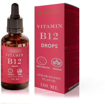Gouttes de vitamine B12 liquide | 100 ml | Dosage élevé avec 500 mcg de méthylcobalamine et d'adénosylcobalamine par goutte | Convient aux végétaliens et végétariens | Absorption maximale