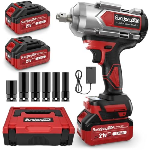 SundpeyPRO 1300N(960Ft-lbs) Brushless Impact Wrench - High Torque Impact Gun Electric Power Impact Wrench