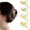 Huiguli 4 Pezzi Fermaglio Capelli Donna, Elegante Fermagli per Capelli Gardenia Lily, Antiscivolo Pinze per Capelli in Metallo per Donne Ragazze