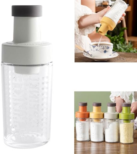 Generic Modern Sugar Dispenser With Pour Spout, 260ml Capacity, White, Polypropylene & Glass, Triple Seal Design, Perfect For Hot Beverages & Baking