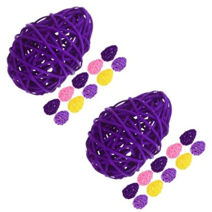 Zerodeko 2 Sätze Sepak Takraw Party Weidenkorb Korb Zum Sammeln Von Eiern Pinata-füller Gesprenkelt Weideneier Natürliches Weidengeflecht Eierfarbe Schüsselfüllers Nest Rattan 12 Stück * 2