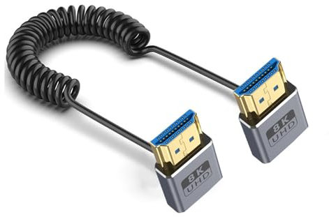 MLWSKERTY 2.1 Version 8K 60Hz Video Cord Coiled With Up/Down Elbows Optional For Projector Screen For Long Time Use