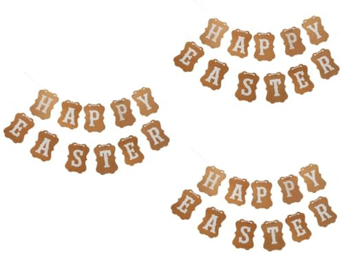 Abaodam 3 Sätze Ostern-Papier-Pull-Flags Platte Regenbogen-Partydekorationen Weihnachtsgirlande Teller süße Girlande wandverkleidung easter Osterfest Banner Osterdeko Partygeschenk Brown