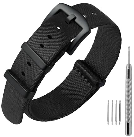 ANNEFIT Militär Nylon Uhrenarmband für Männer Frauen, Sport Armband 18mm 20mm 22mm mit Silber Schwarzer Edelstahlschließe