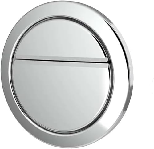 Taps2Traps Thomas Dudley Geo Dual Flush Button, Chrome Plated, 73.5mm Diameter, Pneumatic Operation