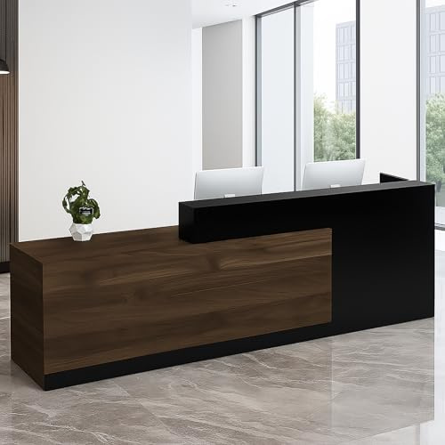 CCUKTFN Empfangstheke mit Schublade und offenen Ablagen, Moderne Rezeptionstheke 100–240 cm für Büro, Geschäft, Friseursalon, Studio oder Empfangsbereich