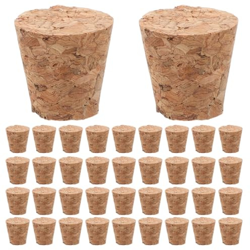 Amosfun 50 Bouchons en Liège Coniques pour Bouteille De Vin Bouchons De Remplacement Étanches 0.71 Pouce pour Bouteilles Bocaux D'Apothicaire Bière Et Projets DIY