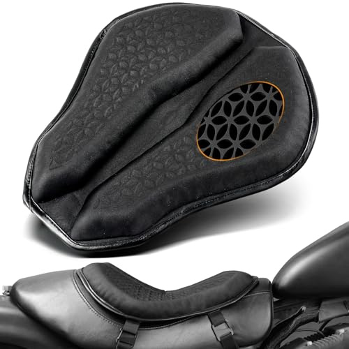 PBYMT Motorcycle Seat Cushion, Universal Motorcycle Gel Seat Pad, Large 3D-Honeycomb Structure Shake Rider Cushion TPE Shock Absorption and Breathable for Long Rides