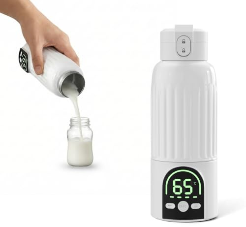 Scaldabiberon Portatile, Scalda Biberon Neonato Portatile Senza Fili con Funzione di Autopulizia, Scaldalatte Portatile Neonato 16000mAh, Riscaldamento Rapido, Capacità 500ml,per Viaggi