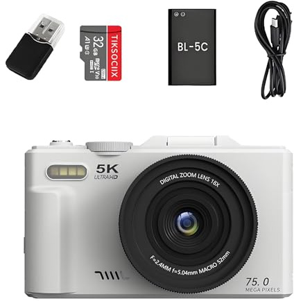 Optinexo 5K Digital Compact Camera(Bianco)