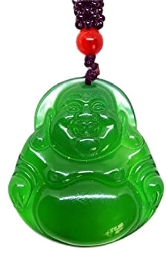yigedan Halskette mit Buddha-Anhänger aus grüner Jade, Jade