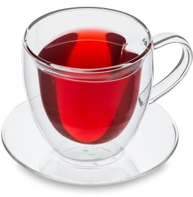 Feelino 1X Tazza Da Tè In Vetro A Doppia Parete, Bicchieri Da Tè A Forma Di Cuore, 350 Ml, Bicchieri Da Tè Lavabili In Lavastoviglie, Bicchieri Da Tè Termici, Bicchieri Da Tè Con Effetto Galleggiante