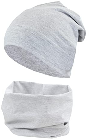 TupTam Jungen Beanie Mütze und Schlauchschal 2er Set, Farbe: Grau Meliert, Hat Size: 50