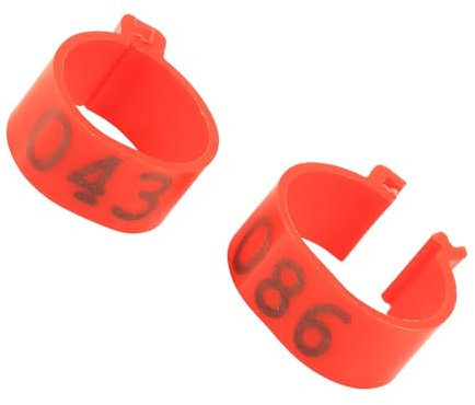 100pcs 16mm Füße Ringe Nummer 001-100 Geflügel für Taube Vögel Hühner Enten Gänsen Identifikation(Rot)