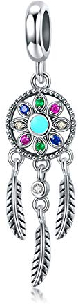 EMEMcharm Traumfänger Charm Silber 925 Damen Anhänger mit Zirkonia Beads passen Armband GM30 (GM30-2)