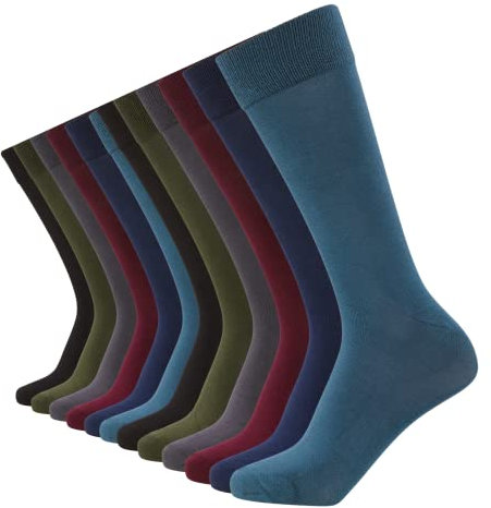 FM London (Lot de 12) Chaussettes en Bambou pour Hommes | Unies et à Motifs, Douces et Résistantes aux Odeurs | Multicolores et Noires