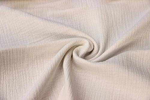 50x130cm Musselin Stoff uni Oeko-Tex zertifiziert Meterware Mulltuch Baumwolle, Farbe:naturweiß