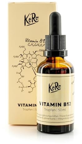 KoRo ® - B12 Tropfen hochdosiert - 200 mgc - 50 ml - hohe Bioverfügbarkeit - Methycobalamin zu Adenosylcobalamin im Verhältnis 4:1 - Vegan