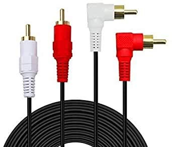 2RCA Cable,10ft Gold Plated 90 Degree Right Angle 2-Male to 2-Male RCA Audio Cable (10FT)