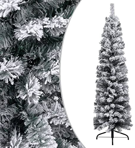 vidaXL Schlanker Künstlicher Weihnachtsbaum Beschneit Christbaum Tannenbaum Dekobaum Kunstbaum Weihnachten Dekoration Weihnachtsdeko Grün 150cm PVC