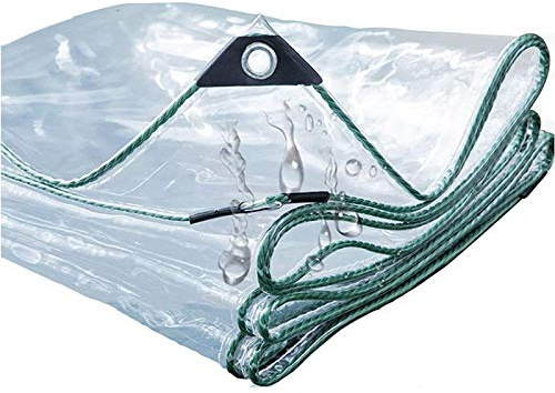 FOGUO Bache Plastique Transparente 2x4m, Bache Etanche Haute Densite, Bâche De Protection Imperméable, avec des Œillets Métalliques, Bache Anti-UV/Intempérie/Vent/Pluie, Moyenne 420g/m²