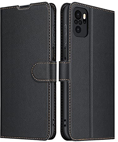 ELESNOW Xiaomi Redmi Note 10 4G Hülle, Redmi Note 10S Hülle,PU Leder Wallet Klappbar Schutzhülle Flip Case Handyhülle Magnetisches Stoßfeste Klapphülle für Redmi Note 10 4G / Note 10S (Schwarz)