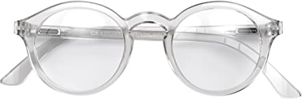 LONDON MOLE® „Graduate“-Lesebrille – coole runde Brille für Männer und Frauen, entworfen für Stil, Komfort und Haltbarkeit – transparent– Vergrößerung +3.0