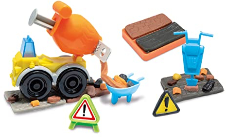 Simba 106324530 - Art und Fun Baustellen Knetset, 4x50g Knete, Betonmischer, 14 Teile, Zubehör, Kinderknete, ab 3 Jahren