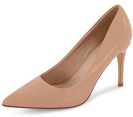 CUSHIONAIRE Damen Lola Dress Pumps mit +Comfort, breite Breiten verfügbar, Hellbraunes Lack., 38.5 EU