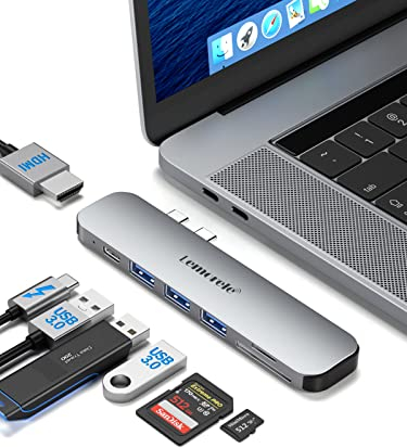 Lemorele Adaptateur USB C Multiport Hub 7 en 2 avec Thunderbolt 3, 3*USB 3.0, HDMI 4K, 100W PD, Port SD/TF, Hub USB C pour MacBook Pro/Air M1 M2 2022 2021 2020 2019 2018...(Conçu pour MacBook)