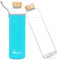 Bugucat Bouteille en Verre 1000 ML,Bouteille D'eau en Verre Borosilicate Gourde en Verre avec Étui de Protection, Bouteille D'eau Reutilisable Enfant Adulte Anti-Fuite,Sans-BPA PVC