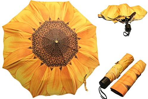 Permangallop Paraguas de bolsillo plegable bolsa y sombrilla portátil y protección UV e impermeable,Maleta de viaje compacta con bolsa de paraguas, amarillo (girasol), amarillo