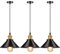AWEKLIY 3 Stücke drinnen Pendelleuchte,Hängelampe Vintage Industrial Style Schwarz Metall Deckenleuchte E27 Fassung Hängeleuchte für Esszimmer Küche flur Gang Restaurant,Ø22cm Schwarz Gold
