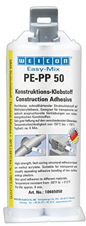 WEICON Easy-Mix PE-PP 50 2-K - Colla in plastica trasparente, 50 ml