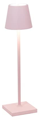 Zafferano, Poldina Micro Lampe, Kabellose, Wiederaufladbare Tischlampe mit Touch Control, Geeignet für Wohnzimmer und Außenbereich, Dimmer, 2200-3000 K, Höhe 27,5 cm, Farbe Rosa